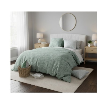 Parure de lit motif graphique vert 240 x 220 cm