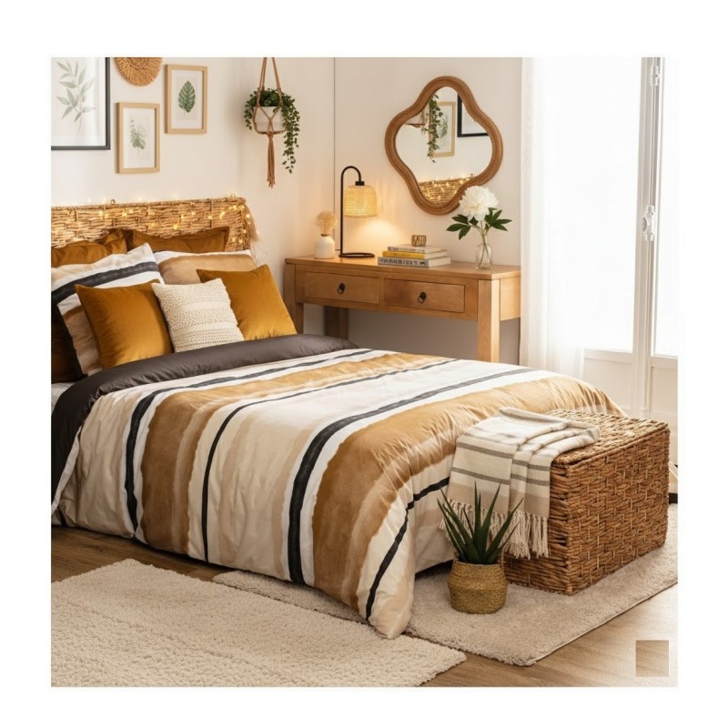 Parure de lit percale 220 x 240 cm Rayure