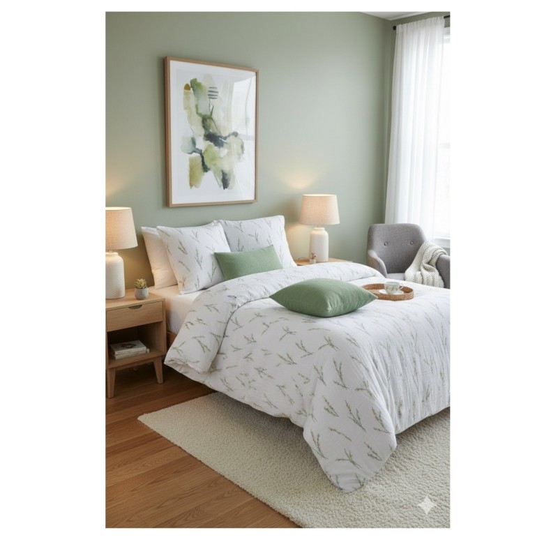 Parure de lit Vegetal en gaze de coton 220 x 240 cm