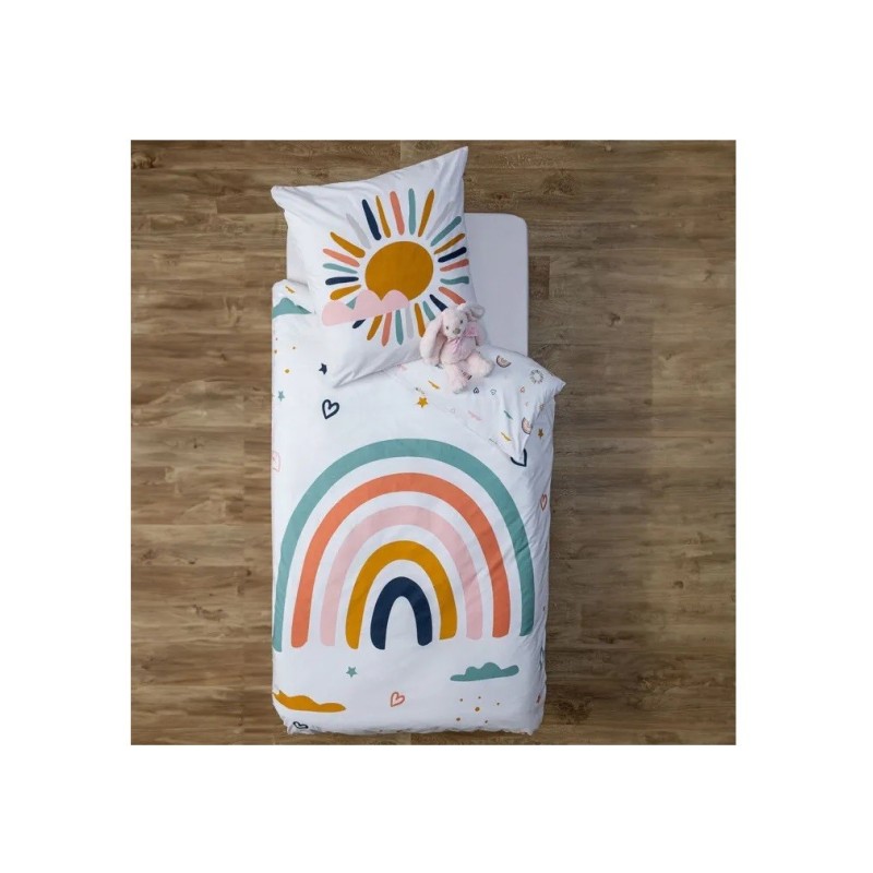 Housse de couette + 1 taie 140 x 200 cm Arc en ciel de douceur