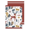 Lot de 2 torchons Animaux d’hiver – Coton Oeko-Tex – Esprit chalet