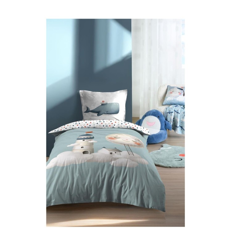 Housse de couette + 1 taie 140 x 200 cm Moby la baleine
