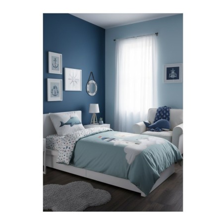Housse de couette + 1 taie 140 x 200 cm Moby la baleine