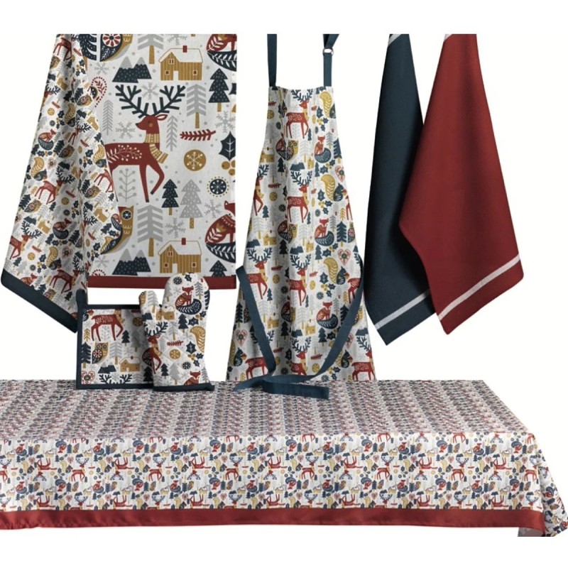 Lot de 2 torchons Animaux d’hiver – Coton Oeko-Tex – Esprit chalet