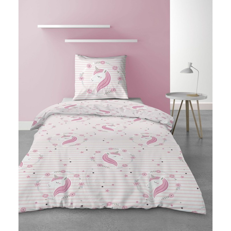 Housse de couette + 1 taie 140 x 200 cm Rina petite licorne