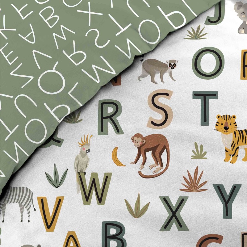 Housse de couette + 1 taie 140 x 200 cm Tigre et alphabet