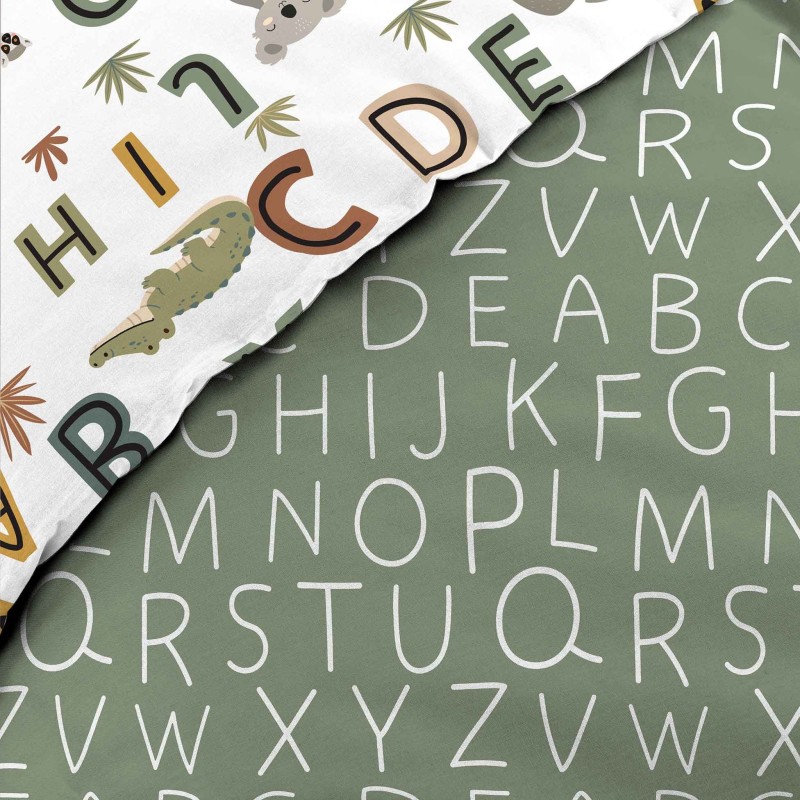 Housse de couette + 1 taie 140 x 200 cm Tigre et alphabet