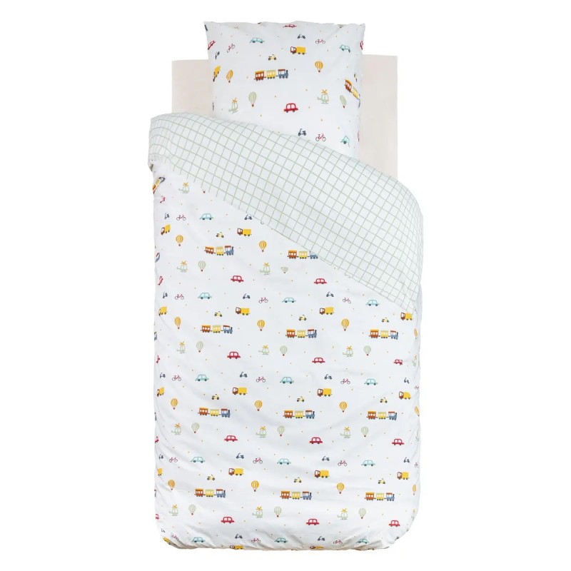 Housse de couette reversible + 1 taie 140 x 200 cm Petites voitures