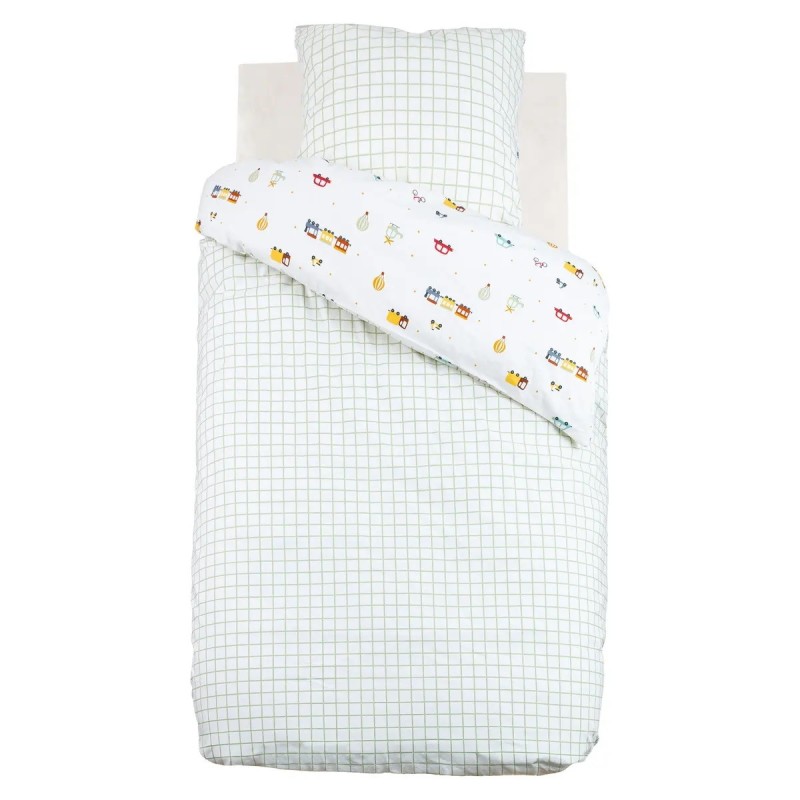 Housse de couette reversible + 1 taie 140 x 200 cm Petites voitures