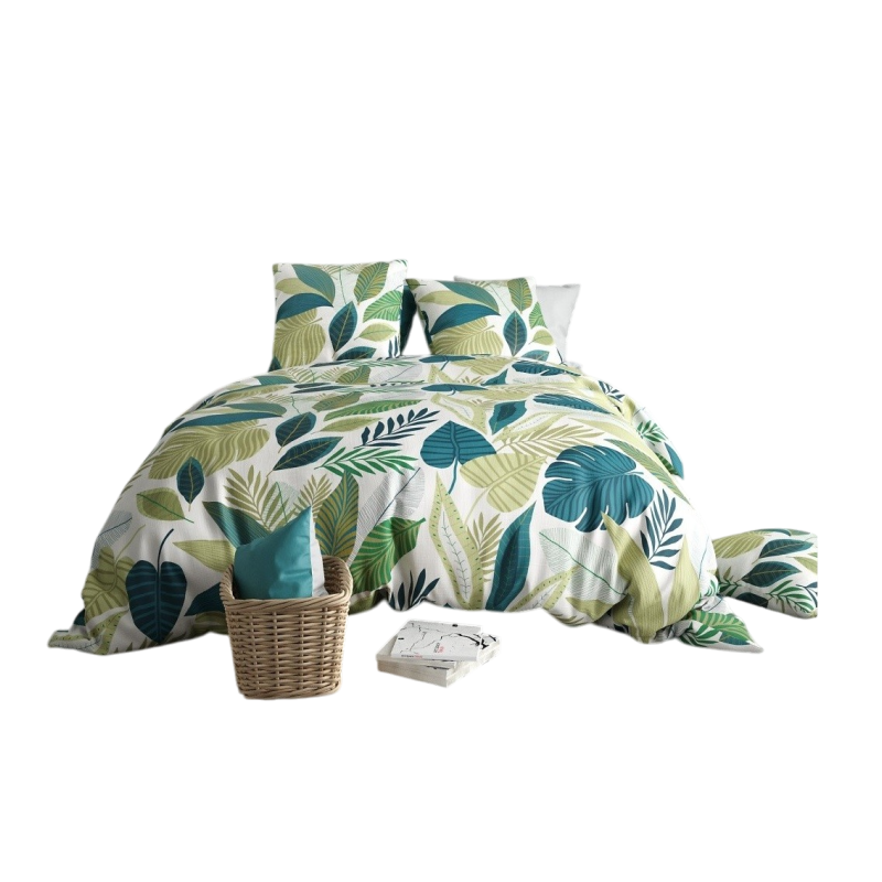 Housse couette + 2 taies 260 x 240 cm Feuillage tropicalia