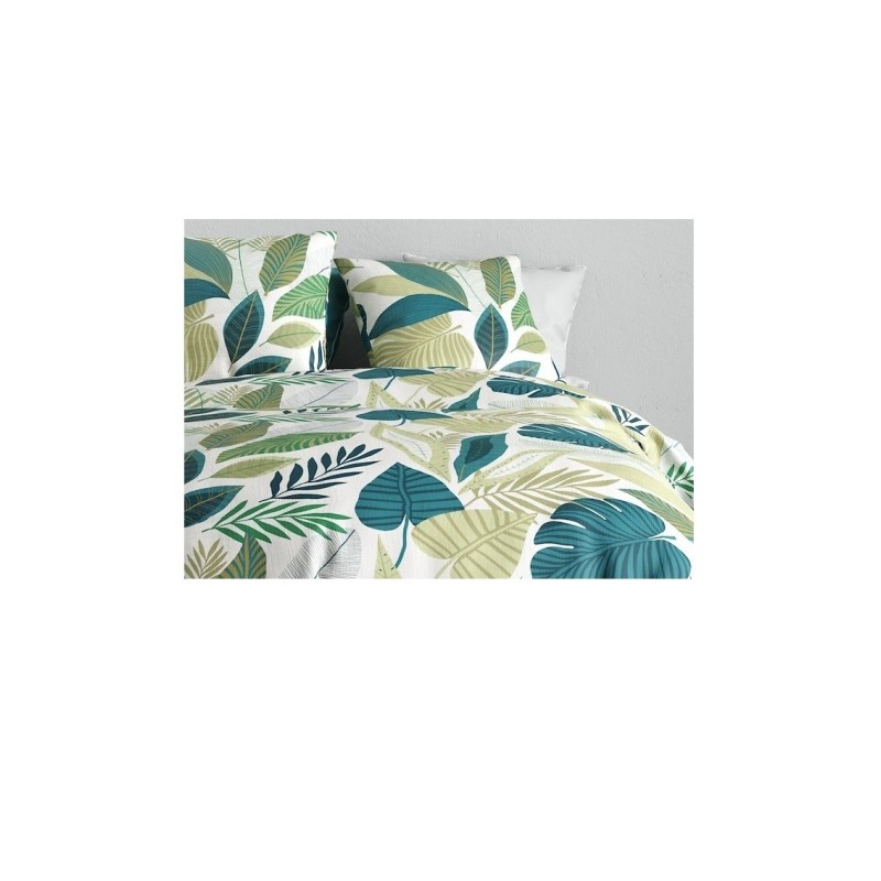 Housse couette + 2 taies 260 x 240 cm Feuillage tropicalia