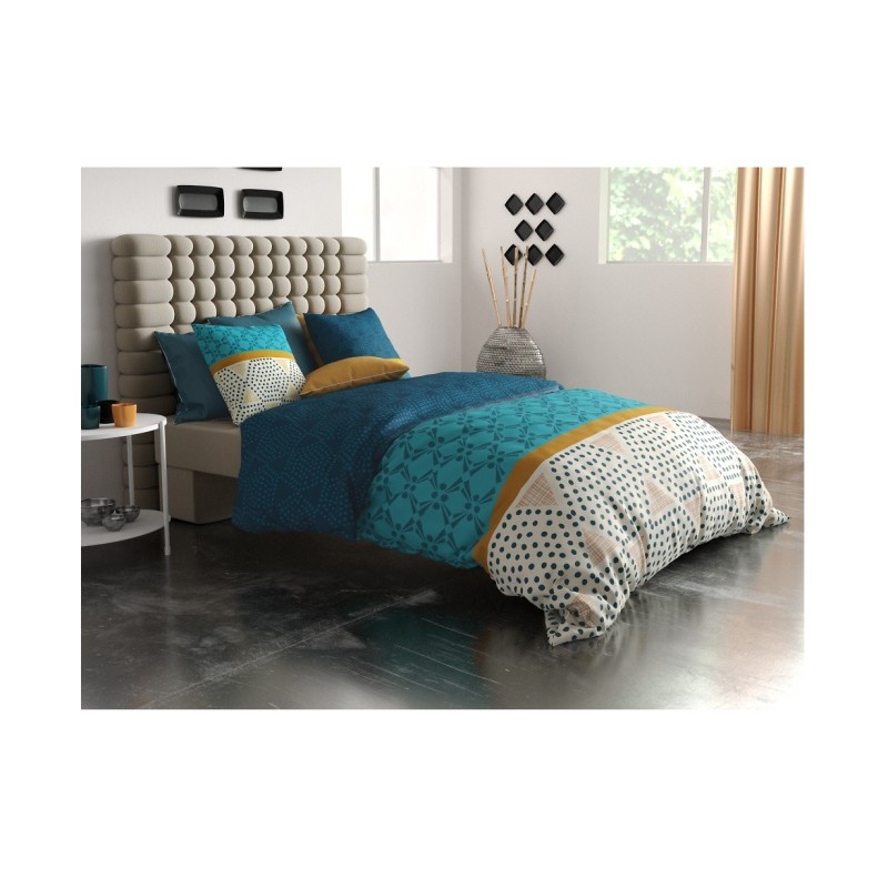Housse couette + 2 taies 260 x 240 cm graphiques modernes