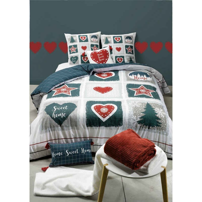 Housse de couette + 2 taies 240 x 260 cm Sweet home