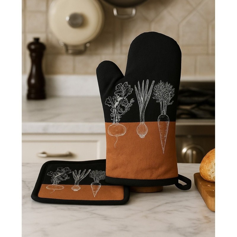 Gant et manique Légumes – Coton Oeko-Tex – Style et protection cuisine