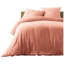 Housse de couette + 2 taies en gaze de coton 240 x 260 cm Tendance rose