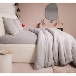 Housse de couette + taies gaze de coton lave 240 x 260 cm Douceur gris glacier