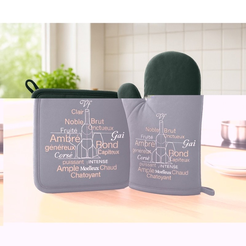 Gant et manique Saveurs du vignoble – Coton – Protection cuisine