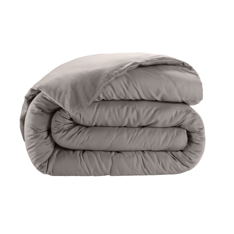 Housse de couette en satin de coton 240 x 260 cm Uni gris clair