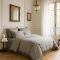Housse de couette en satin de coton 240 x 260 cm Uni gris clair