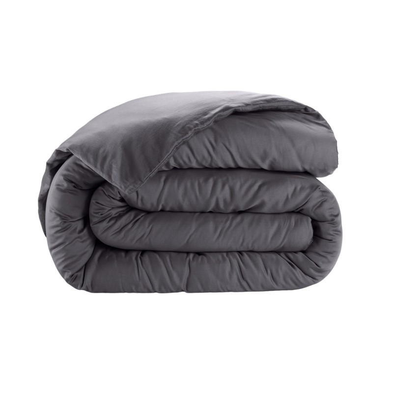 Housse de couette en satin de coton 240 x 260 cm Uni gris foncé