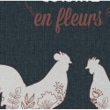 Tablier en coton 85 cm Coqs et fleurs