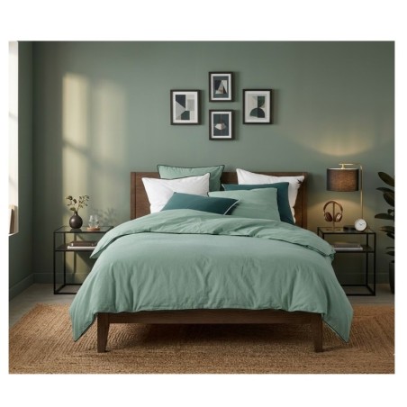 Parure de lit en coton lave 260 x 240 cm Linette Sauge