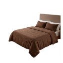 Parure de lit en double gaze de coton 260 x 240 cm Floria chocolat