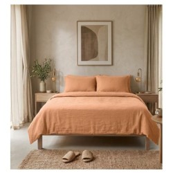 Parure de lit en double gaze de coton 260 x 240 cm Floria rose