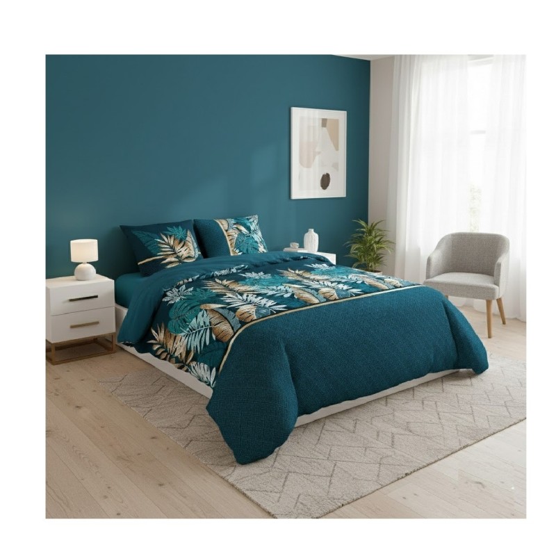 Parure de lit Exotique 240 x 260 cm bleu