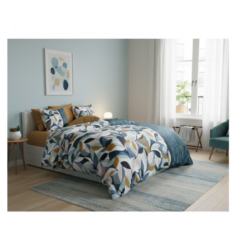 Parure de lit feuillage graphique 240 x 260 cm