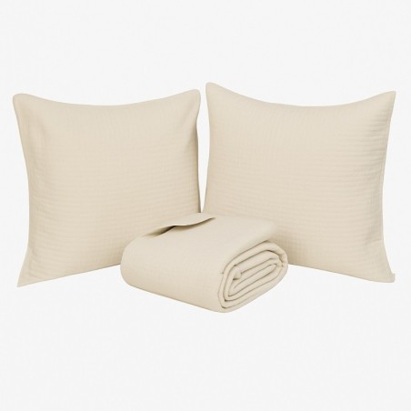 Couverture Couvre lit 260 x 240 cm avec taies Lilou Beige