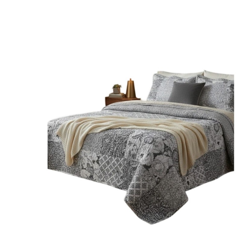 Couvre lit + taies 180 x 240 cm floral Octavie