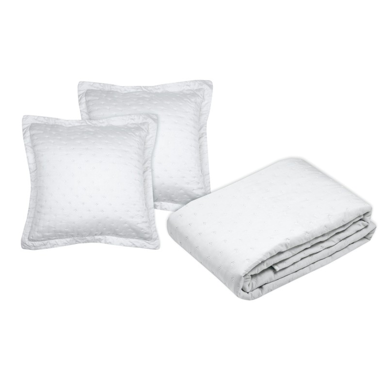 Couvre lit + taies 220 x 240 cm Chloé blanc