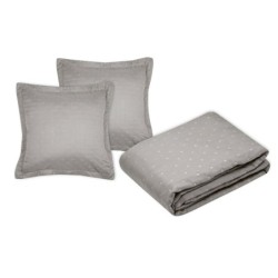 Couvre lit + taies 220 x 240 cm Chloé taupe