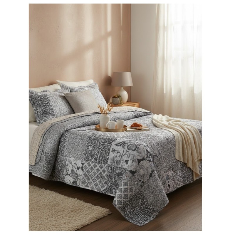 Couvre lit + taies 220 x 240 cm floral Octavie