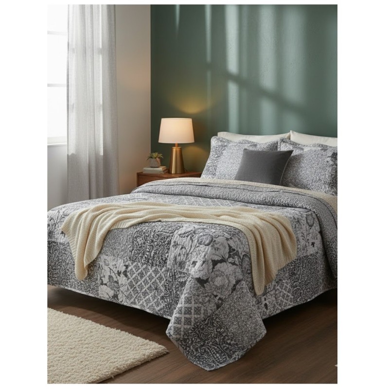 Couvre lit + taies 220 x 240 cm floral Octavie