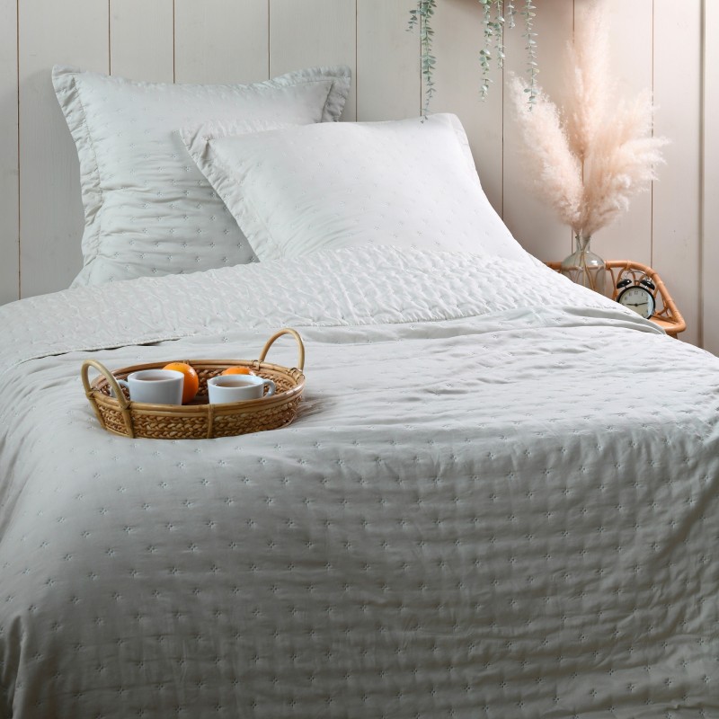 Couvre lit + taies 260 x 240 cm Chloé creme