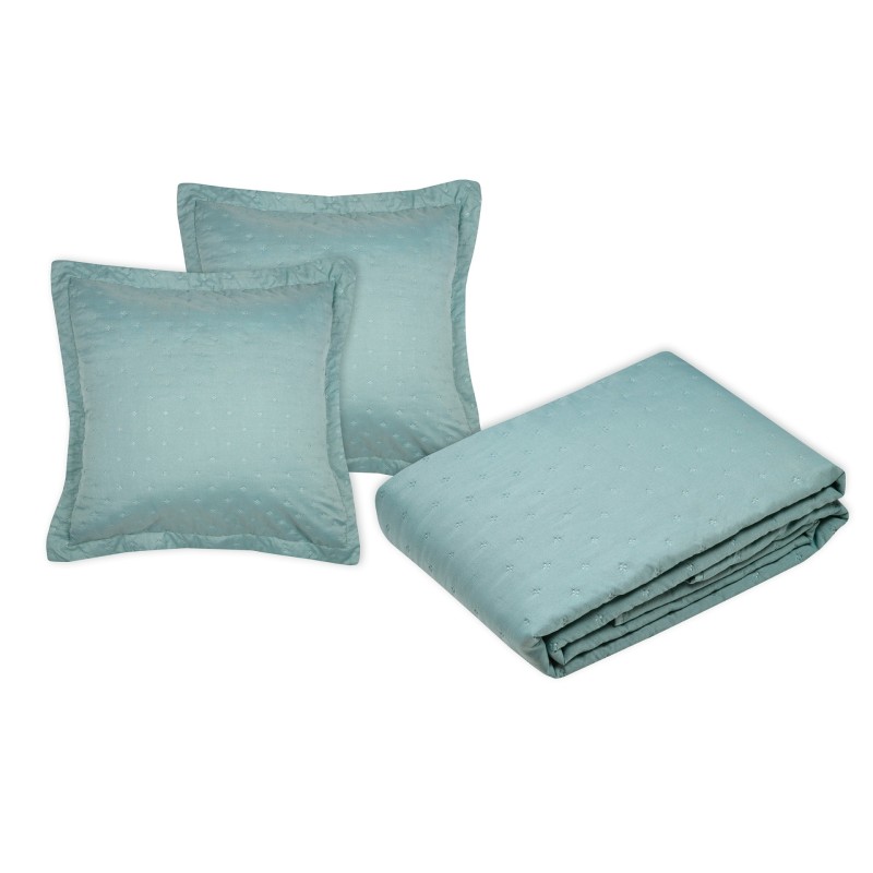 Couvre lit + taies 260 x 240 cm Chloé vert sauge