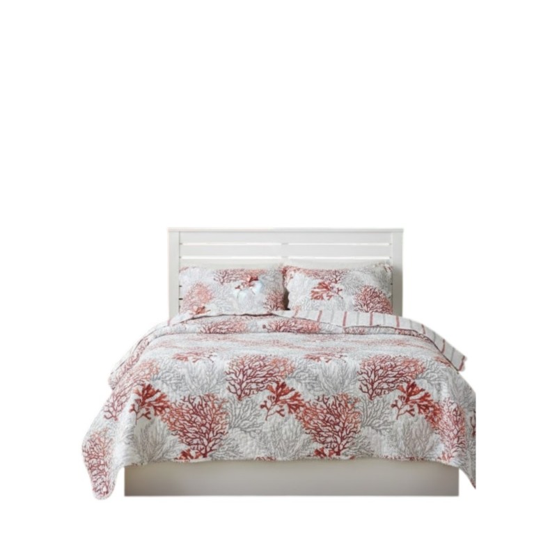 Couvre lit + taies 260 x 240 cm Océan corail