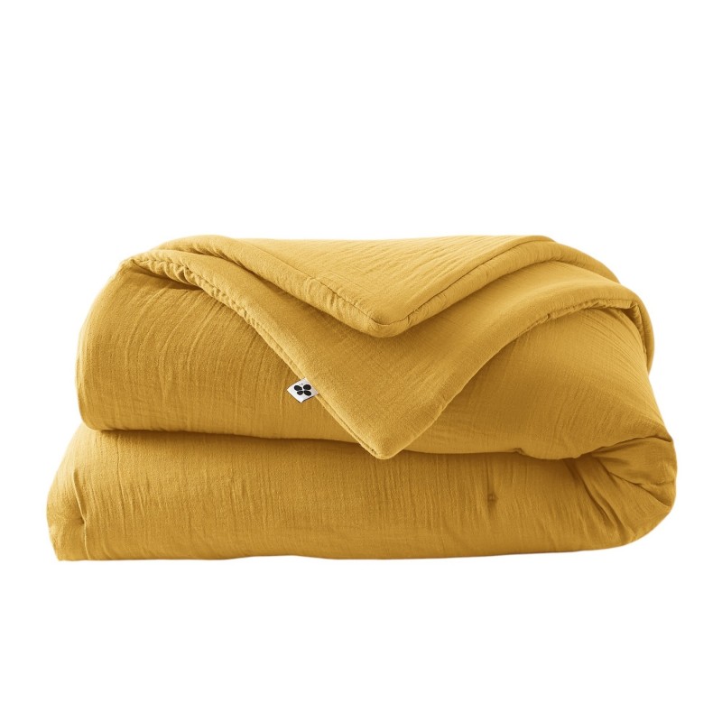 Couvre lit en gaze de coton 180 x 240 cm Gaia safran