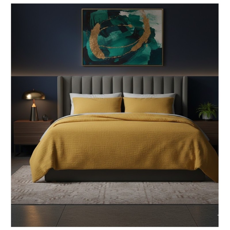 Couvre lit en gaze de coton 180 x 240 cm Gaia safran