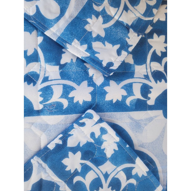 Couvre lit microfibre + taies 220 x 240 cm Persan bleu