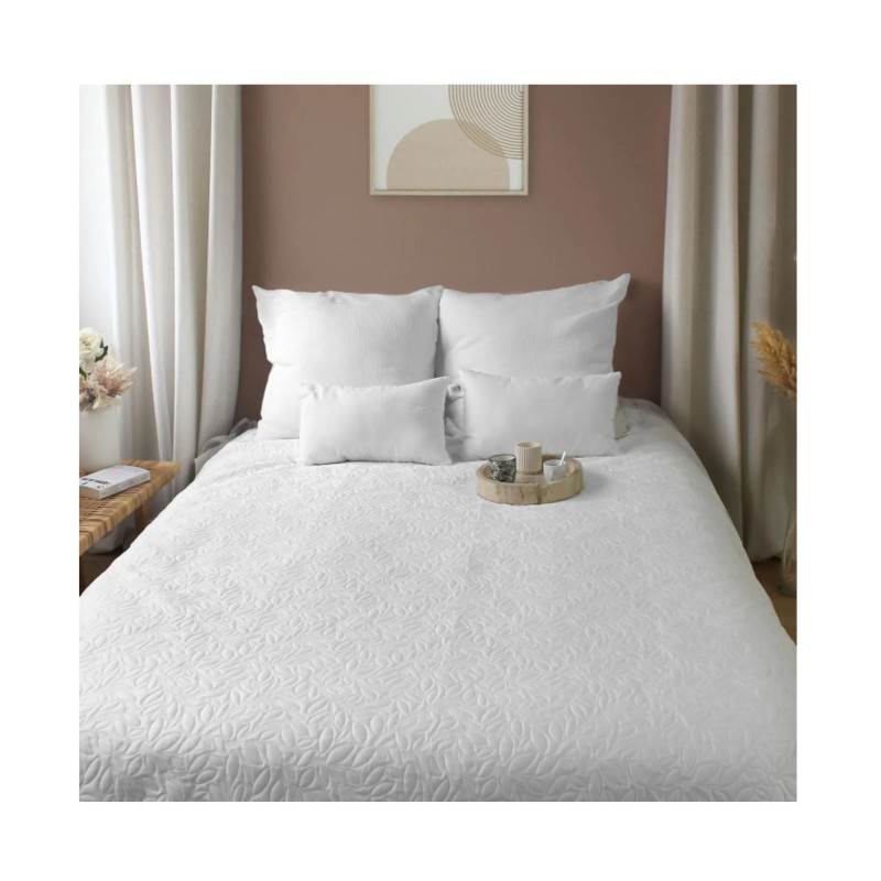 Couvre-lit en microfibre 240 x 220 cm Blanc