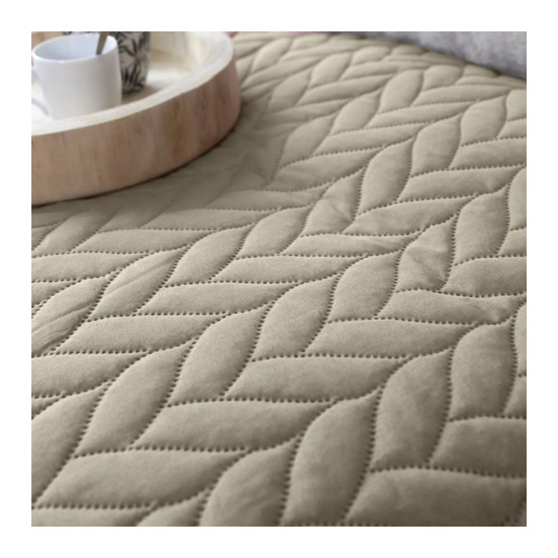 Couvre-lit en microfibre effet tresse 240 x 220 cm Beige