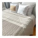 Couvre-lit en microfibre effet tresse 240 x 220 cm Beige