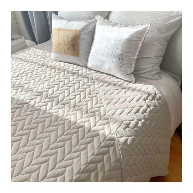 Couvre-lit en microfibre effet tresse 240 x 220 cm Beige