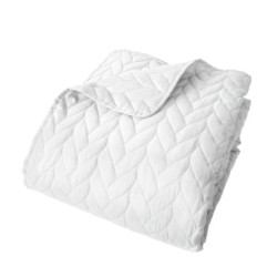 Couvre-lit en microfibre effet tresse 240 x 220 cm Blanc