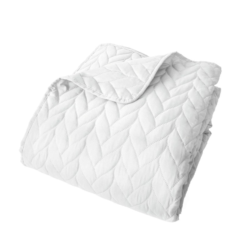 Couvre-lit en microfibre effet tresse 240 x 220 cm Blanc
