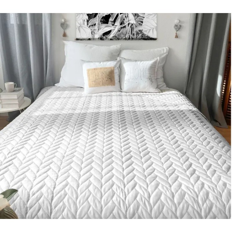 Couvre-lit en microfibre effet tresse 240 x 220 cm Blanc