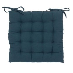 Assise de chaise matelassée coton 38 x 38 cm bleu